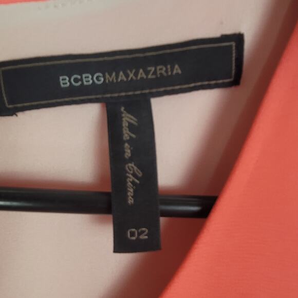 BCBGMAXASRIA Haley coral pink colorblock sheath dress Size 2 Mod Retro 70s - Picture 3 of 7